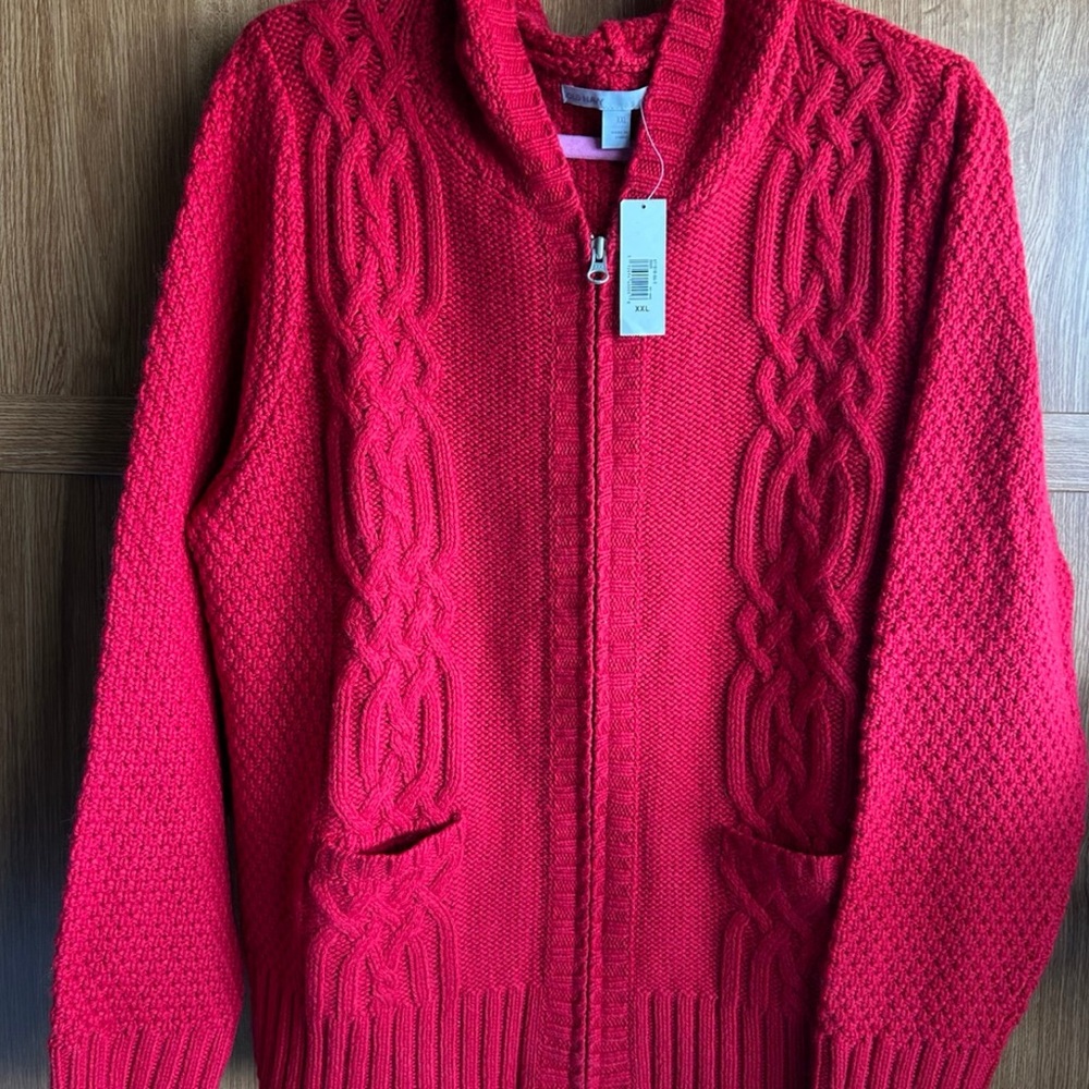 NWT Old Navy Red Cable Knit Cardigan Sweater XXL